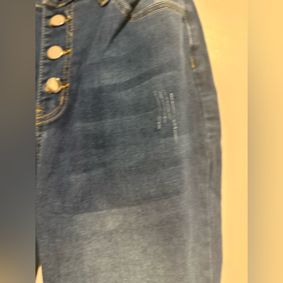 NWOT Women Sz: S Nova Blue Bell Bottom Flare Dark Wash Slightly Distressed Jeans - Picture 9 of 10